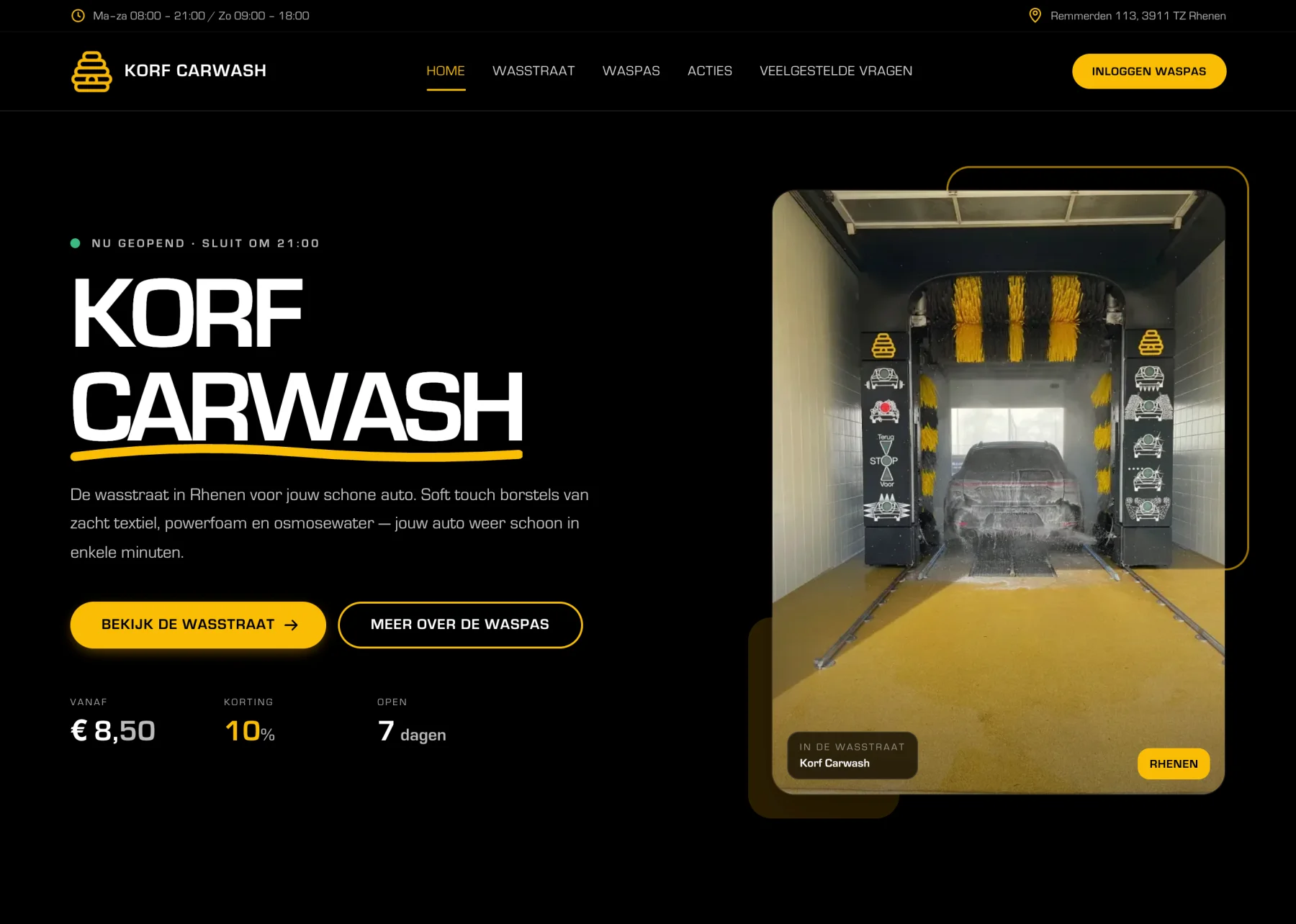 Korf Carwash homepage hero