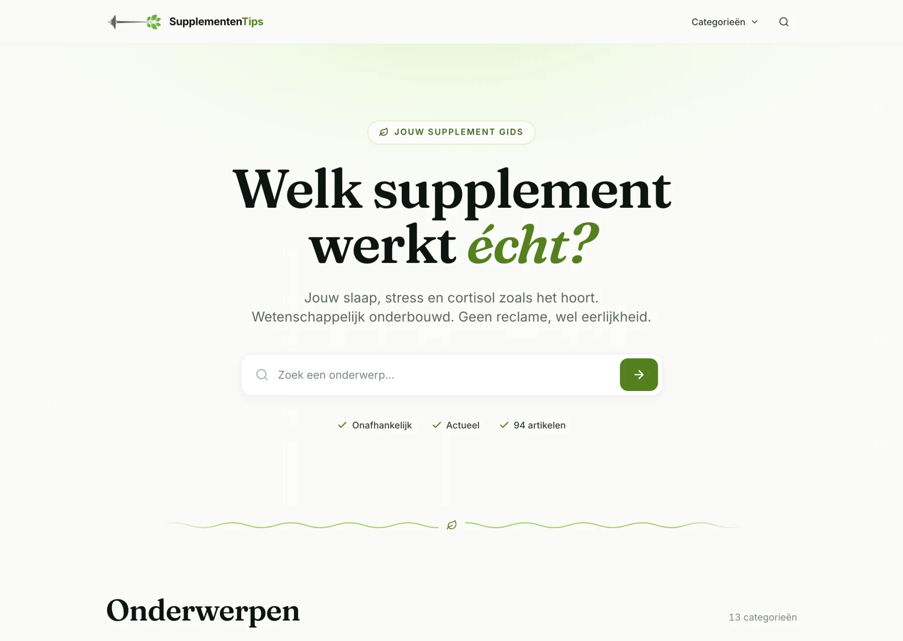 Supplemententips.nl dashboard