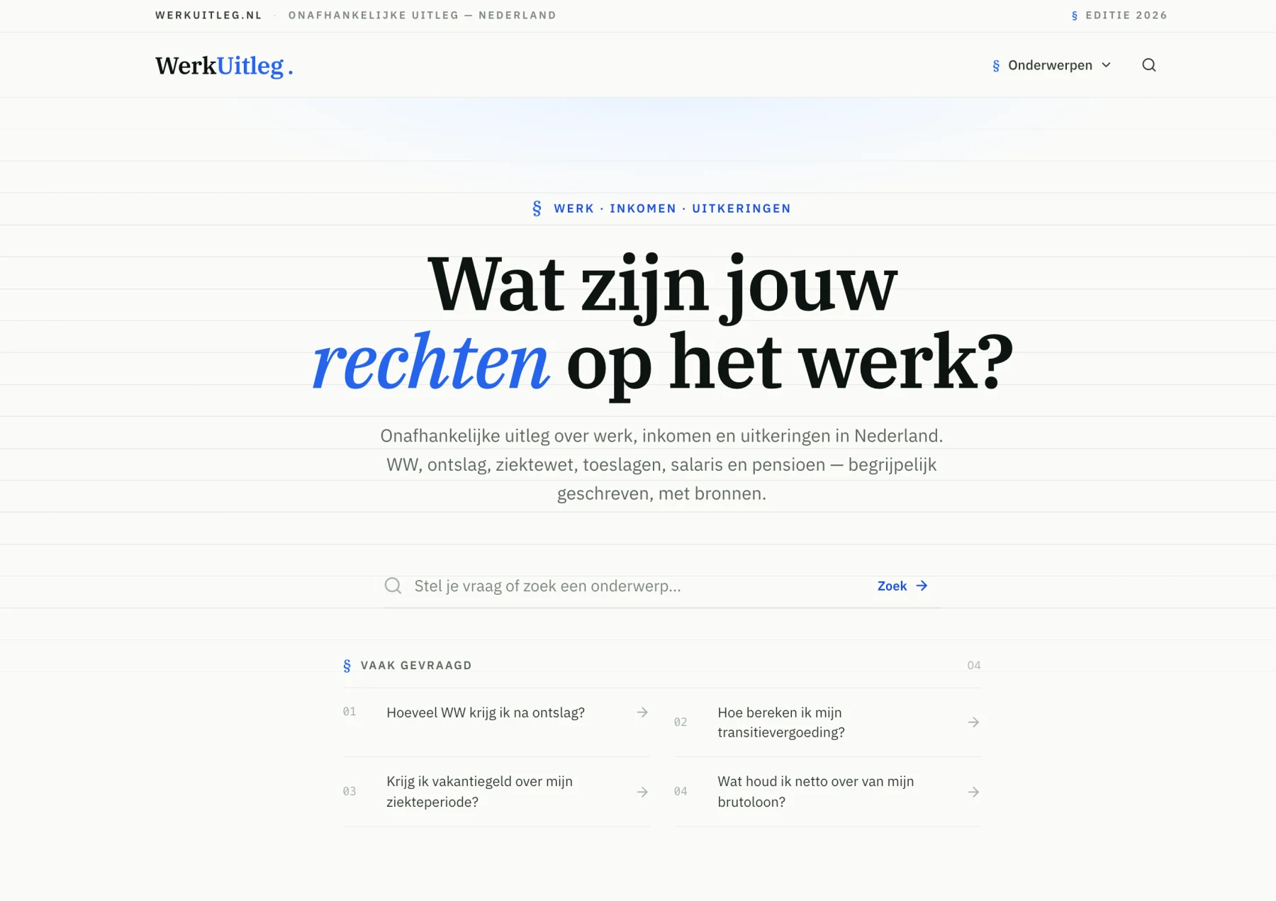 Werkuitleg.nl dashboard